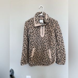 NWT Leopard Half Zip Sherpa Abercrombie And Fitch